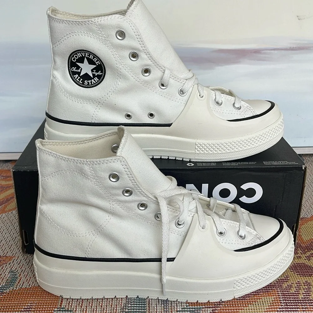 Converse WMNS CTAS A02832C CTAS CONSTRUCT HI VINTAGE WHITE/BLACK/EGRET Platforms